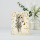 セーブザデートビンテージクリスマスエンジェルポストカード ポストカード (スタンド正面)