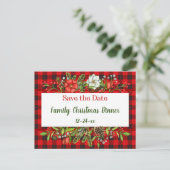 セーブザデートファミリークリスマスミールフランネル招待状 ポストカード (スタンド正面)