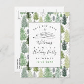 セーブザデートホリデイパーティグリーンパインズポストカード ポストカード (正面/裏面)