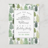 セーブザデートホリデイパーティグリーンパインズポストカード ポストカード (正面)