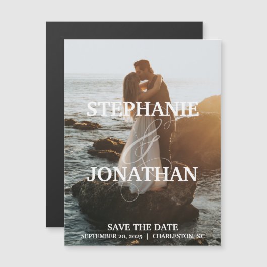 セーブザデートマグネットと名前の取り上げ マグネット招待状 (正面/裏面)