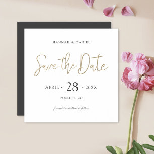 セーブザデートマグネットなしフォトカスタム金ゴールドスクリプト マグネット招待状