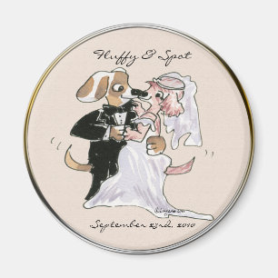 セーブザデートマグネットを結婚するかわいい犬の漫画 マグネット