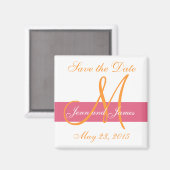 セーブザデートマグネット名モノグラムオレンジ マグネット (正面/裏面)