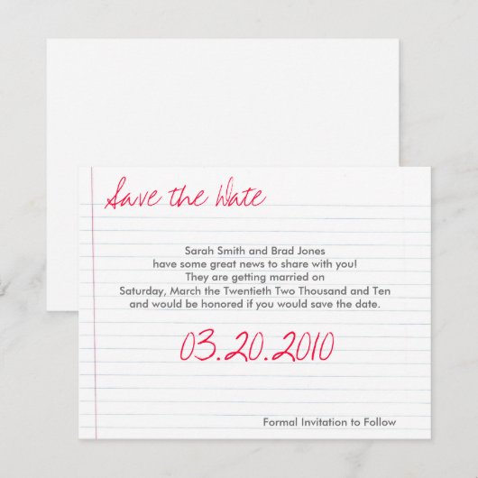 セーブザデート (正面/裏面)