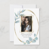 セーブザデート |ほこりっぽい青い水色ユーカリ 招待状 (正面)