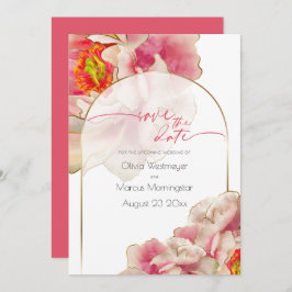 セーブザデート |エキゾチックなサンゴバラ牡丹の侵入 招待状
