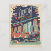 セーブザデート |オースティン、テキサス州-AKA:こうもり市 案内ポストカード (正面)