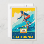 セーブザデート | カリフォルニア州 インビテーションポストカード (正面/裏面)