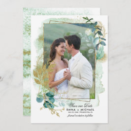 セーブザデート.グリーンボタニカルフォト結婚ズ 招待状