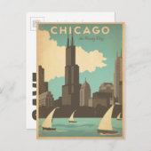 セーブザデート | シカゴ, IL – ウィンディシティ 案内ポストカード (正面/裏面)