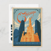 セーブザデート | シカゴ, IL – ウォータータワー 案内ポストカード (正面/裏面)