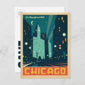 セーブザデート | シカゴ、IL The Magnificent Mile 案内ポストカード (正面/裏面)