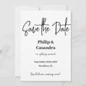 セーブザデート | シンプルミニマリスト白黒 (裏面)