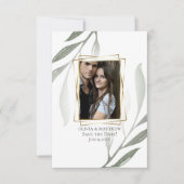 セーブザデート |セージ緑のオリーブの枝の水色 招待状 (正面)