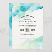 セーブザデート.ターコイズ水結婚色 招待状 (正面/裏面)