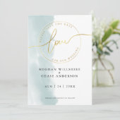 セーブザデート |ティール（緑がかった色）グリーンウォーター色 招待状 (スタンド正面)