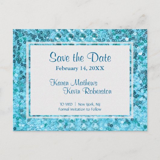 セーブザデート |ティール（緑がかった色）シーケンス 案内ポストカード (正面)