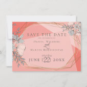 セーブザデート | トレンディーサンゴフローラ金ゴールド枠 招待状 (正面)