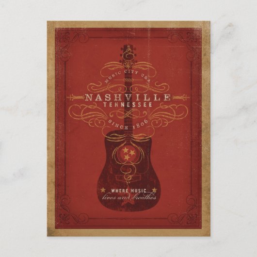 セーブザデート | ナッシュビルTN – レッドギター 案内ポストカード (正面)