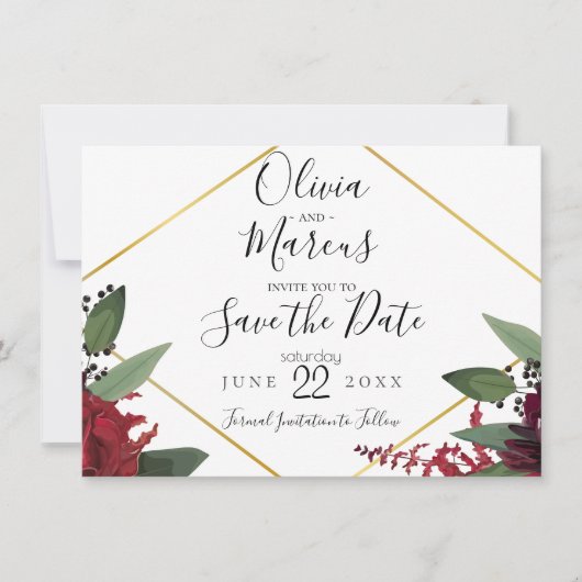 セーブザデート |バエレガントルガンディ・マルサラフローラ2 招待状 (正面)