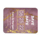 セーブザデート |バラ&金ゴールドマーブルルックマグネット マグネット (横)