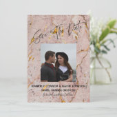 セーブザデート |ピンクと金ゴールド大理石 (スタンド正面)