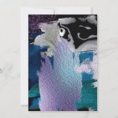 セーブザデート |フォトシルバーティール(緑がかった色)薄紫抽象芸術 招待状 (裏面)