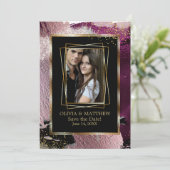 セーブザデート |フォトブラックはっきりしたカシス抽象芸術 招待状 (スタンド正面)