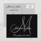 セーブザデート | ブラックグレーモノグラム 案内ポストカード (正面/裏面)