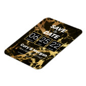 セーブザデート |ブラック&金ゴールドマーブルルックマグネット マグネット (左側)