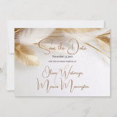 セーブザデート |ボヘエレガントミアン金ゴールドパンパ 招待状 (正面)