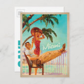 セーブザデート | マイアミ、FL – カップル 案内ポストカード (正面/裏面)