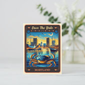 セーブザデート |メリーランド招待状はがき ポストカード (スタンド正面)