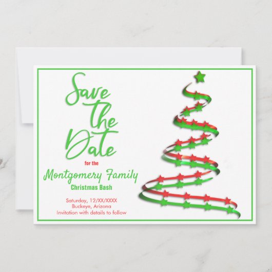 セーブザデート |モダンクリスマスツリー 案内状 (正面)