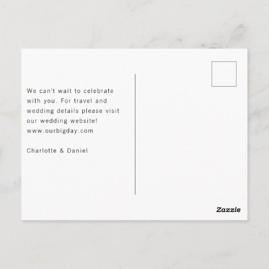 セーブザデート!モダン大理石1枚の写真 ポストカード (裏面)