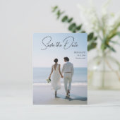 セーブザデート!モダン大理石1枚の写真 ポストカード (スタンド正面)