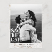 セーブザデート!モダン大理石1枚の写真 ポストカード (正面)