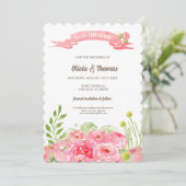 セーブザデート.ロマンチックな水の色のバラ結婚ズ 招待状 (スタンド正面)