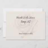 セーブザデート |ロマンチックな白素朴バラ 案内状 (裏面)