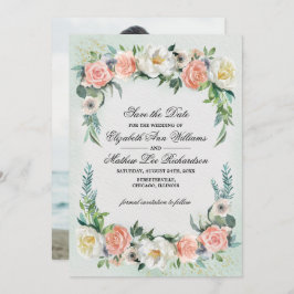 セーブザデート.ロマンチック結婚なバラの写真カード 招待状