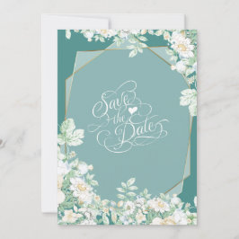 セーブザデート | ワイルドフラワーとベリー幾何学模様