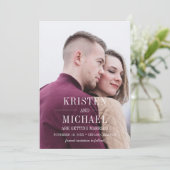 セーブザデート.ヴィンテージ柄プラムの写真カード 招待状 (スタンド正面)