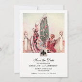 セーブザデート.ヴィンテージ結婚アートの発表 招待状 (正面)