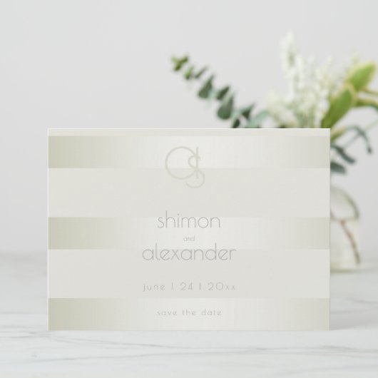 セーブザデート |光淡い色のるモスストライプモノグラム (スタンド正面)