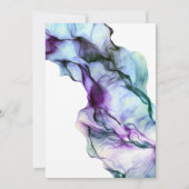 セーブザデート | 強烈なインジゴティール(緑がかった色)抽象芸術インク 招待状 (裏面)