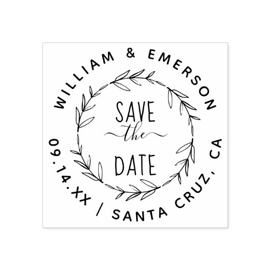セーブザデート |手素朴描きリース結婚ズ ラバースタンプ (インプリント)