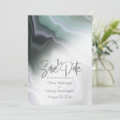 セーブザデート |抽象芸術ダスティ淡い色のセージ 招待状 (スタンド正面)