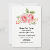 セーブザデート.水彩フローラ結婚の写真 招待状 (正面)