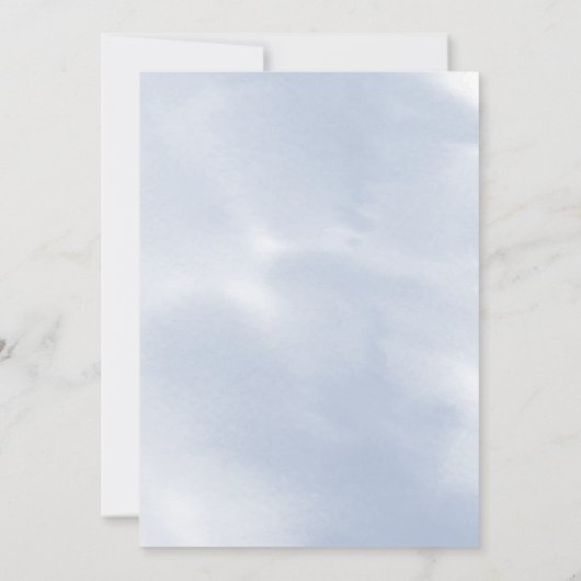 セーブザデート |淡い色のほこりっぽい青い水彩画 招待状 (裏面)